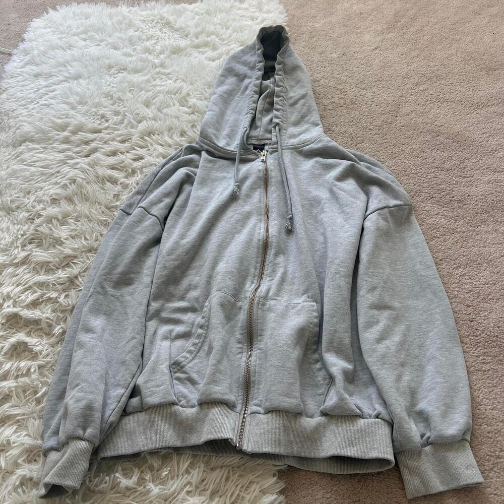 Dazy Women's Grey and Blue Hoodie